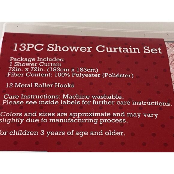 13 Piece Set Strawberry Shortcake Shower Curtain Set And Metal Hooks 72 X 72 NEW - Picture 9 of 13